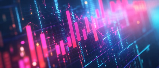 Obraz premium Abstract digital chart with vibrant data visualization elements.
