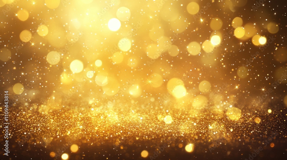 Poster shimmering golden bokeh background with sparkling light effects