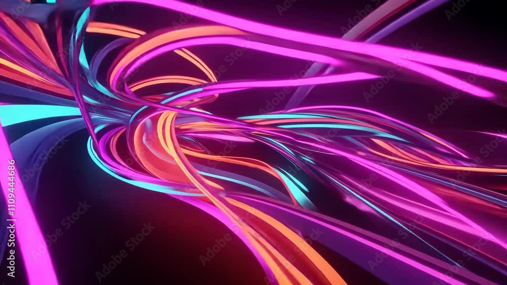 Poster abstract neon waves vibrant 3d render colorful background dynamic flow