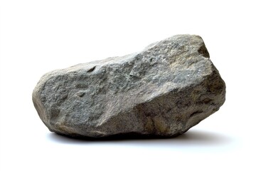 Single gray rock isolated on white background with shadows