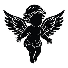 Obraz premium baby angel silhouette vector illustration