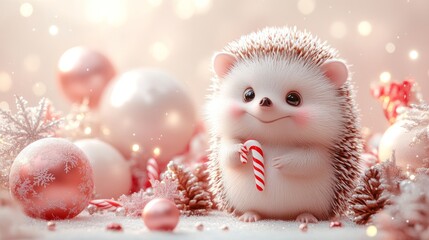 Obraz premium Hedgehog enjoying holiday cheer festive setting pet photography cozy environment close-up exotic pet concept
