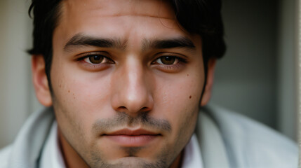 Obraz premium Depressed young man. Negative human emotions facial expression