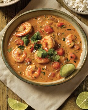 Cooking delicious bobo de camarao creamy shrimp stew in a rustic kitchen culinary art cozy atmosphere close-up view