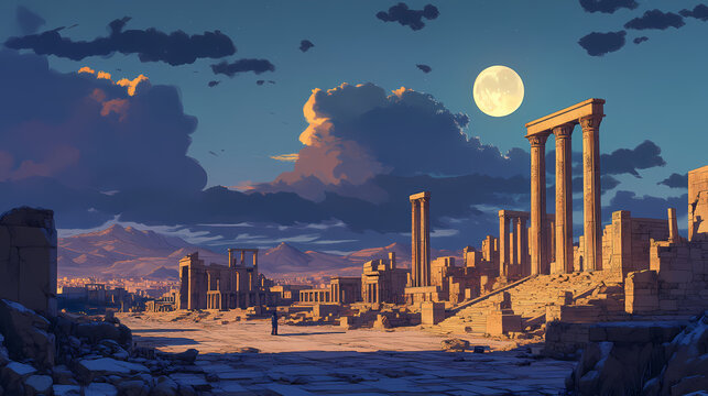Persepolis at dusk: the grandeur of ancient persia. Zenith. Illustration