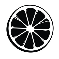 Obraz premium A black and white image of a lemon. The lemon is cut in half and has a white outline