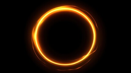Glowing Orange Circle in Black Background for Creative Projects