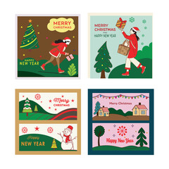 Christmas and New year greeting card bundle. holiday photo, custom greeting, festive season, Christmas and New Year card template, holiday wishes card.