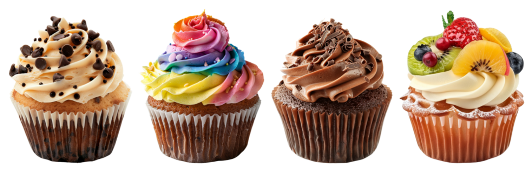 delicious cup cake isolated on transparent background 