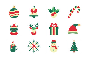 Christmas Vector Icon Set, Illustration, Silhouette, Logo Icons & Clip art