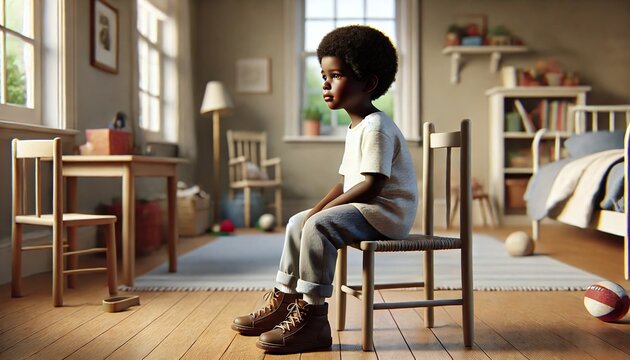 Lonely boy sitting in a dim room, reflecting sadness, anxiety, and childhood struggles. Ideal for themes of mental health, autism awareness, and emotional support