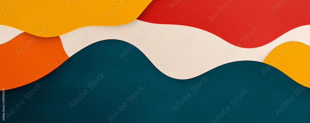 Poster abstract colorful paper waves creating a vibrant and playful visual display.