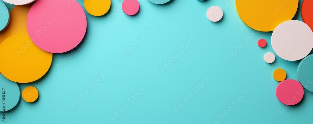Poster colorful circles on a bright background create a playful and modern design element.