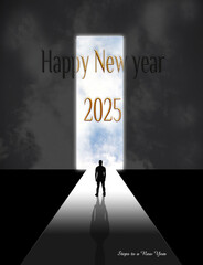 Happy new year 2025 greeting card, poster, web, social media post, post card, steps to new year, luxury, trendy , new greeting card