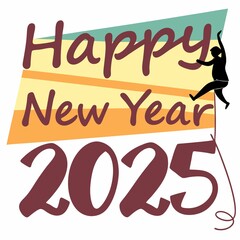 Happy New Year 2025 t-shirt typography calligraphic greeting party shirt artwork celebrate creativity elegance elegant font glowing horizontal luxury best design download