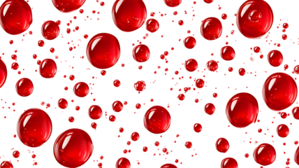 Red bubbles on a black background, abstract design.