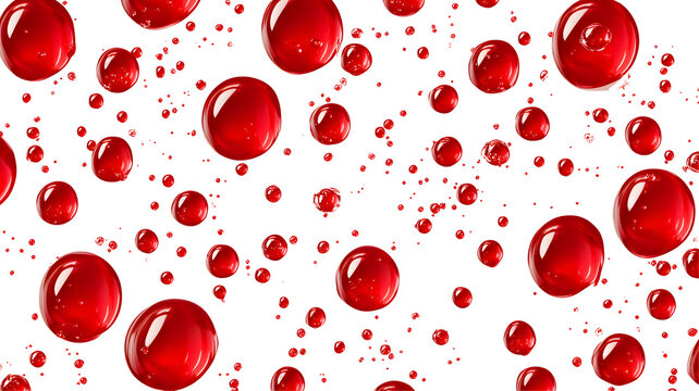 Red bubbles on a black background, abstract design.