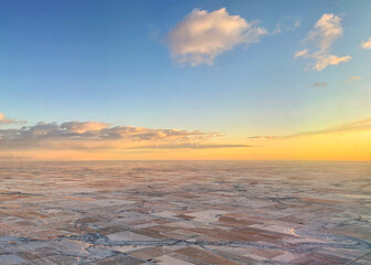 Fototapeta premium Aerial View Of The Sunrise Over Agricultural America