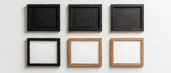Minimalist Symmetry Modern Square Picture Frames on Textured White Wall - Contemporary Home Decor Inspiration