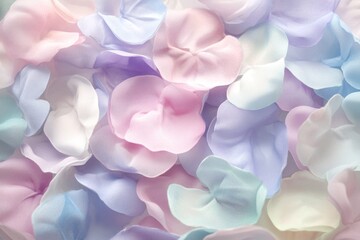 Obraz premium A close-up of pastel-colored fabric petals creating a soft, decorative texture.