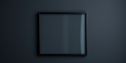 A minimalist black frame against a dark blue wall, ready to showcase your artwork or design.
