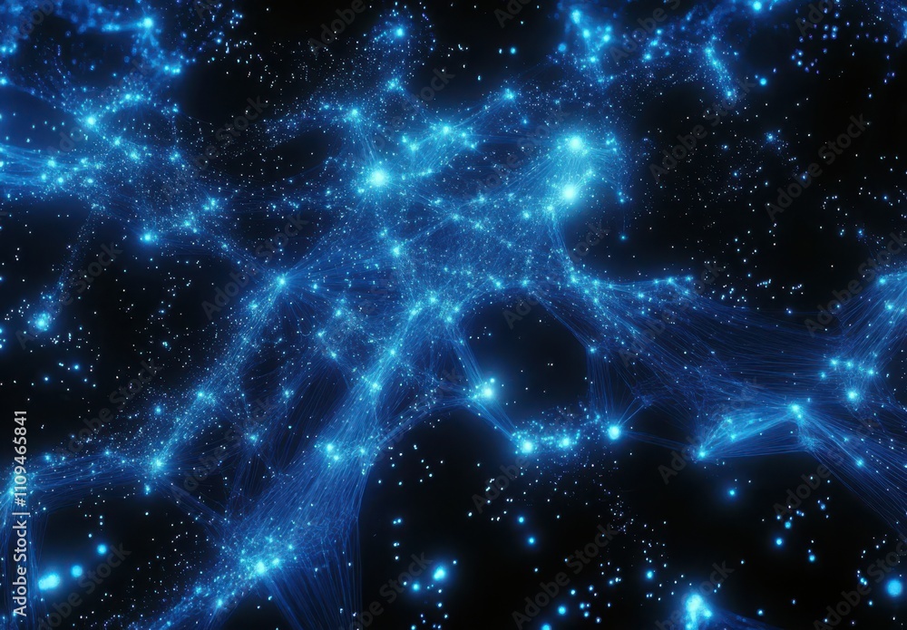 Aufkleber abstract cosmic network of glowing blue particles and luminous strands, representing interconnectedn