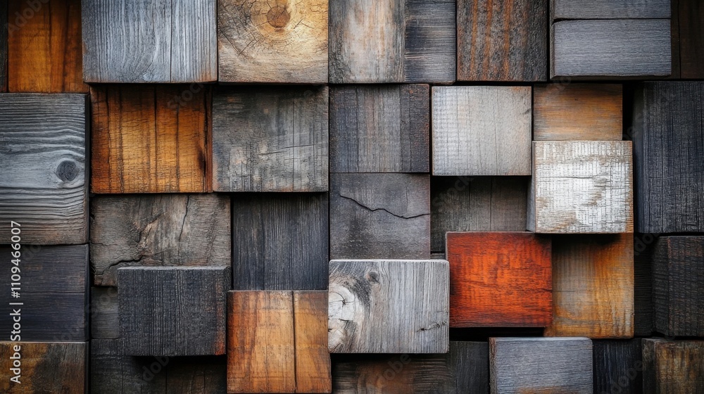 Poster colorful wooden blocks with varied textures and patterns