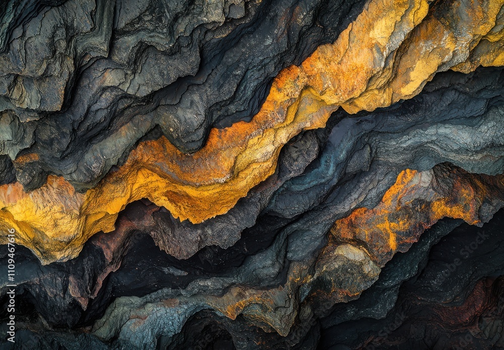 Poster abstract natural patterns of layered rocks featuring rich textures and striking color contrasts agai