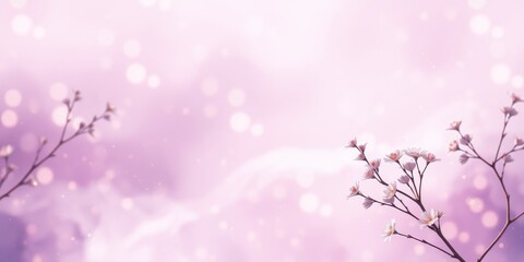 Fototapeta premium Delicate White Blossoms on Twigs Against a Soft Purple Background with a Dreamy, Bokeh Effect