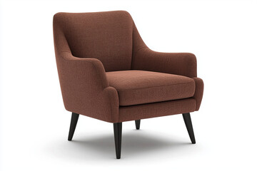 Fototapeta premium Cozy brown armchair with modern design and sleek legs