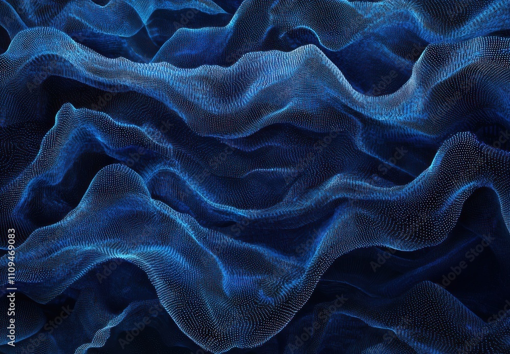 Aufkleber abstract waves in blue tones, representing digital flow and fluid motion, highlighting the elegance 