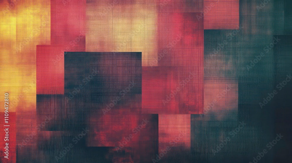 Poster abstract background with textured squares in warm and dark tones.