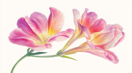 Fototapeta premium Soft and Delicate White Freesias in Bloom