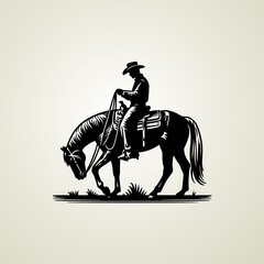 Vector Western Cowboy Riding Horse t-shirt design