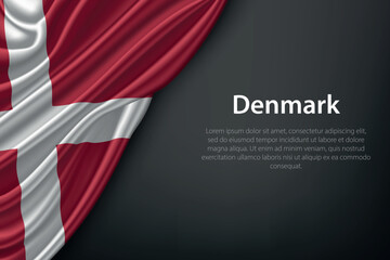 Waving Denmark Flag on Dark Background