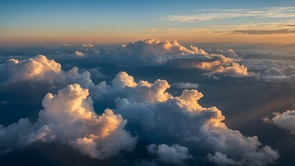 Aerial view clouds in the morning, generative ai.