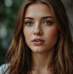 Fototapeta premium Beautiful girl with blue eyes brunette