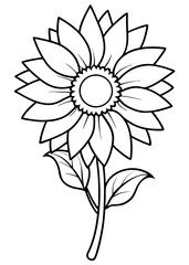 Minimalist Sunflower Line Art Design, Sunflower Line Art Drawing, Hand-Drawn Sunflower Outline, Sunflower Vector Art, Beautiful Sunflower Line Art