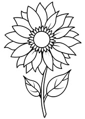 Minimalist Sunflower Line Art Design, Sunflower Line Art Drawing, Hand-Drawn Sunflower Outline, Sunflower Vector Art, Beautiful Sunflower Line Art