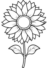 Minimalist Sunflower Line Art Design, Sunflower Line Art Drawing, Hand-Drawn Sunflower Outline, Sunflower Vector Art, Beautiful Sunflower Line Art