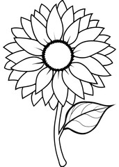 Minimalist Sunflower Line Art Design, Sunflower Line Art Drawing, Hand-Drawn Sunflower Outline, Sunflower Vector Art, Beautiful Sunflower Line Art