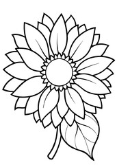 Minimalist Sunflower Line Art Design, Sunflower Line Art Drawing, Hand-Drawn Sunflower Outline, Sunflower Vector Art, Beautiful Sunflower Line Art