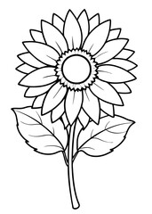 Minimalist Sunflower Line Art Design, Sunflower Line Art Drawing, Hand-Drawn Sunflower Outline, Sunflower Vector Art, Beautiful Sunflower Line Art