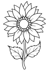 Minimalist Sunflower Line Art Design, Sunflower Line Art Drawing, Hand-Drawn Sunflower Outline, Sunflower Vector Art, Beautiful Sunflower Line Art
