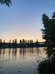 Fototapeta premium sunset over the river