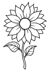 Minimalist Sunflower Line Art Design, Sunflower Line Art Drawing, Hand-Drawn Sunflower Outline, Sunflower Vector Art, Beautiful Sunflower Line Art