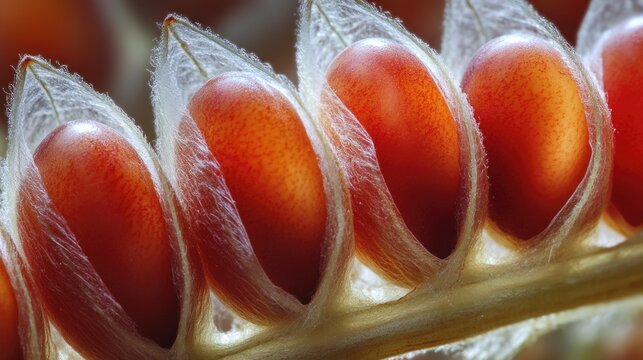 This close-up highlights the rich colors and textures of soybeans in their pods showcasing natures agricultural beauty