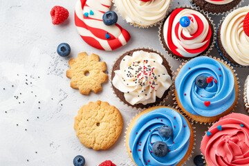 Labor Day Themed Dessert Table with Cupcakes
