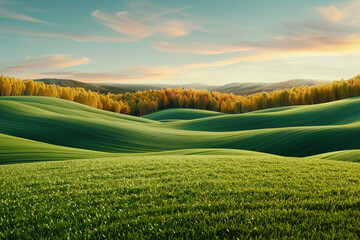 Obraz premium A Scenic View of a Golden Autumn Sunset Over a Field