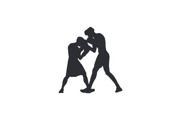 Vector silhouette illustration of a boxer in the ring.